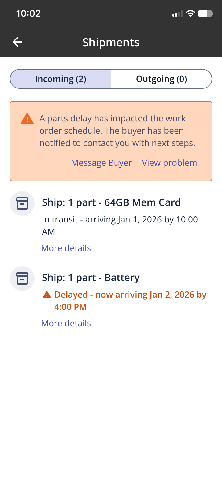 Work Order Shipments - Provider Focus